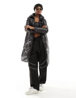 French Connection High Shine Padded Jacket In Black For Women