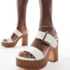 French Connection Block Heel Sandals In White For Women