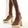 French Connection Block Heel Sandals In Tan For Women