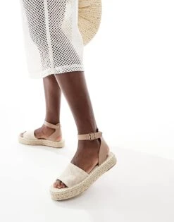French Connection Jute Flatform Sandals In Taupe For Women