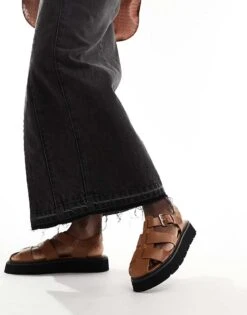 French Connection Flatform Cage Sandals In Tan For Women