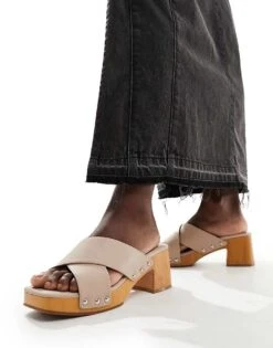 French Connection Chunky Heel Sandals In Taupe For Women