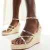 French Connection Wedge Strappy Sandals In Gold For Women