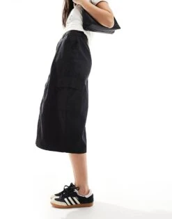 French Connection Cargo Midi Skirt In Black For Women