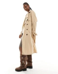 French Connection Long Lightweight Trenchcoat In Stone For Women Lgt Stone