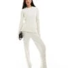 French Connection Ribbed Knit Trouser Co-ord In Ecru For Women