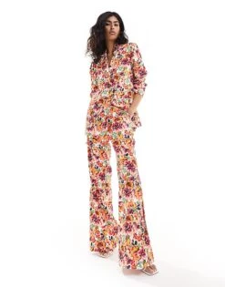 French Connection Hayley Floral Trousers In Multi Co-ord For Women Multi Floral