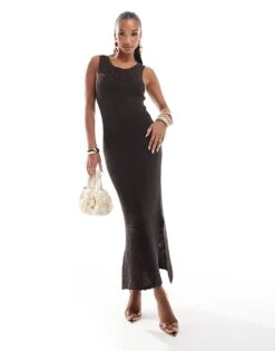 French Connection Momo Nellis Crochet Maxi Dress In Chocolate For Women Chocolate Brown