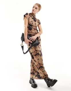 French Connection Riya Ava Co-ord In Tie Dye Neutral Print