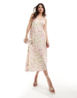 French Connection Satin Cami Midi Dress In Ditsy Floral For Women Multi