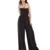 French Connection Pleated Strappy Jumpsuit In Chocolate For Women Brown