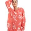 French Connection Shirt In Red Floral Co-ord For Women
