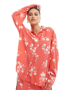 French Connection Shirt In Red Floral Co-ord For Women