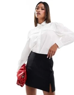 French Connection Embroidered Cotton Shirt In White For Women