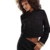 French Connection Tweed Tailored Jacket In Black For Women