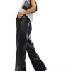 French Connection PU Wide Leg Trousers In Black For Women