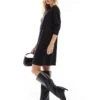 French Connection Cosy Roll Neck Knitted Mini Dress In Black For Women