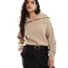 French Connection Half Zip Knitted Jumper In Camel For Women