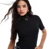French Connection Turtle Neck Rib Top In Black For Women