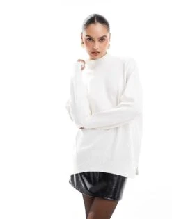 French Connection Turtle Neck Knitted Jumper In Winter White For Women