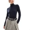 French Connection Super Soft Roll Neck Light Knit Jumper In Navy For Women Marine Navy