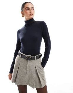 French Connection Super Soft Roll Neck Light Knit Jumper In Navy For Women Marine Navy