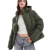 French Connection Hooded Puffer Jacket In Khaki For Women