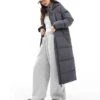French Connection Premium Maxi Puffer Coat In Dark Grey For Women