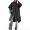 French Connection Quilted Longline Jacket In Black For Women