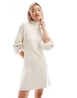 French Connection Super Soft Knitted Jumper Dress In Classic Cream For Women