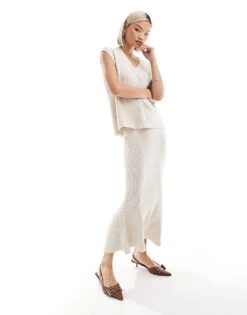 French Connection Knitted Co-ord In Oatmeal