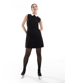 French Connection Mini Dress With Contrast Collar In Black And White For Women