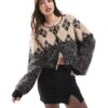 French Connection Knitted Cardigan In Argyle Pattern In Black For Women