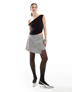 French Connection Glitter Skort In Silver For Women