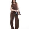 French Connection Harrie Tailored Trousers Co-ord In Chocolate For Women Chocolate Brown