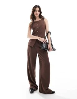 French Connection Harrie Tailored Trousers Co-ord In Chocolate For Women Chocolate Brown