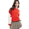 French Connection Drop Shoulder Jumper In Orange And White For Women